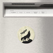 Wolf Howling op de foto van de maan Persoonlijk Magneet (Insitu (Vaatwasser))