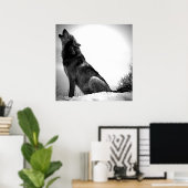 Wolf Howling op Moon Poster Print - Wolf Posters (Thuiskantoor)
