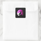Wolf Howling op Moon Square Sticker (Tas)