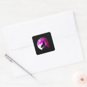 Wolf Howling op Moon Square Sticker (Envelop)