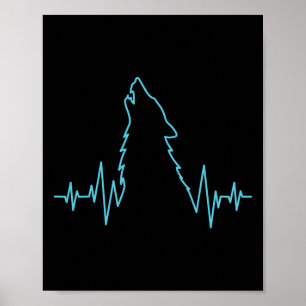 Wolf Howling Pulse Hartslag Wolven Kostuum Dier Poster