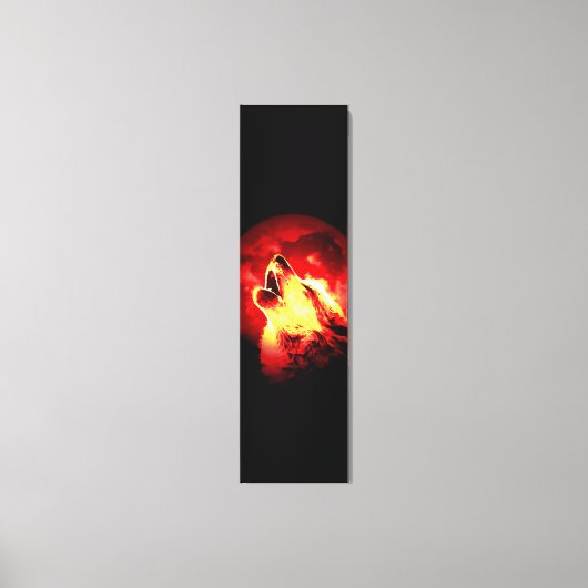 Wolf Howling & Rode Maan Custom Wrapped Canvas Afdruk (Voorkant)