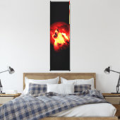 Wolf Howling & Rode Maan Custom Wrapped Canvas Afdruk (Insitu (Slaapkamer))