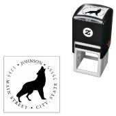 Wolf Howling Silhouette Retourlabel Zelfinktende Stempel (In situ)