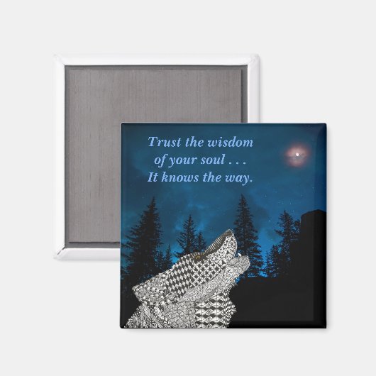 Wolf Howling sur le aimant de la lune (Recto/Verso)