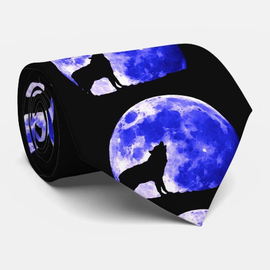 Wolf Howling sur Moon Cravates (Roulé)