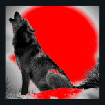 Wolf Howling sur Moon Red Pop Art Poster<br><div class="desc">Howling Wolf at Moon Affiches - Pop Art Style Design - Wolf Howling at Moon Digital Comic Style Posters - Animal Art - College Pop Art - Wild Animals - World of Extreme Animals - Most Ferocime Creats Computer Images</div>