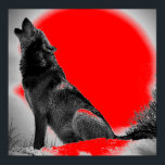 Wolf Howling sur Moon Red Pop Art Poster<br><div class="desc">Howling Wolf at Moon Affiches - Pop Art Style Design - Wolf Howling at Moon Digital Comic Style Posters - Animal Art - College Pop Art - Wild Animals - World of Extreme Animals - Most Ferocime Creats Computer Images</div>