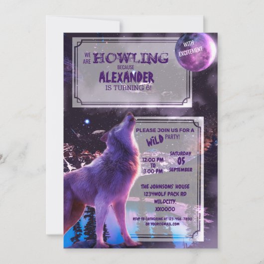 Wolf Howling | uitnodiging van Birthday Halloween (Voorkant)