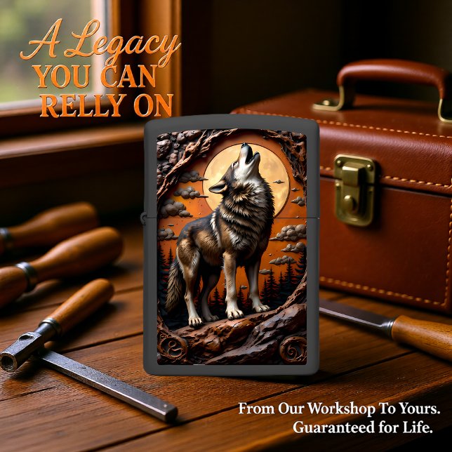 Wolf Howling Under Orange Moon (Creator heeft geüpload)