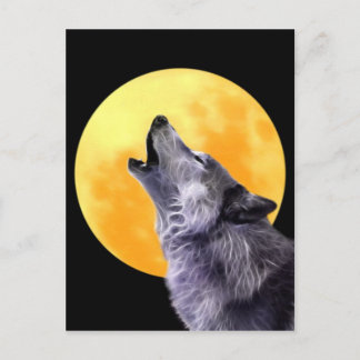 Wolf howls op volle maan briefkaart