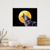 Wolf howls op volle maan poster (Keuken)