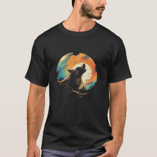 Wolf huilen bij de maan Cartoon Mannen nationale p T-shirt