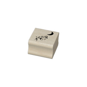 Wolf huilen bij maanstempel 	rubberstempel