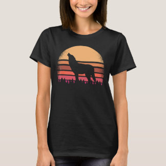 Wolf  huilen bij Moon 70s 80s Retro Hallowe T-shirt