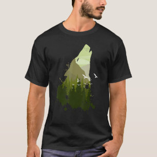 Wolf huilen in het Natuur bos en gebergte T-shirt