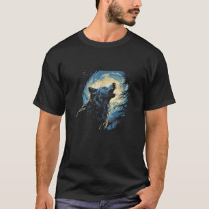 Wolf huilen op de maan Mannen Nationaal Park Wildl T-shirt