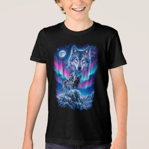 Wolf Huilende Aurora Maan Tri-Blend Shirt