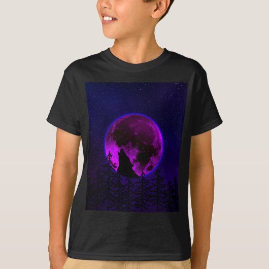 WOLF HUILENDE MAAN MAGENTA T-Shirt (Voorkant)