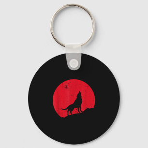 Wolf huilende maan wolven eng nacht halloween sleutelhanger