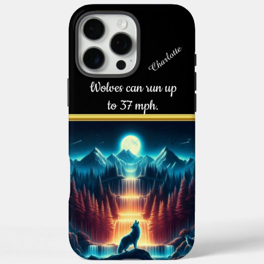 Wolf huilt bij een gloeiende waterval Case-Mate iPhone case (Achterkant)