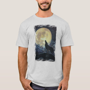 Wolf huilt bij het Moon Grunge T-shirt