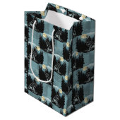 Wolf huilt bij maanpatroon medium cadeauzakje (Voorkant Gekanteld)