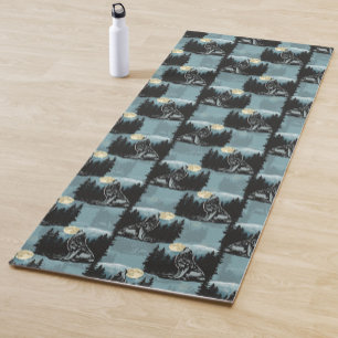 Wolf huilt bij maanpatroon yogamat
