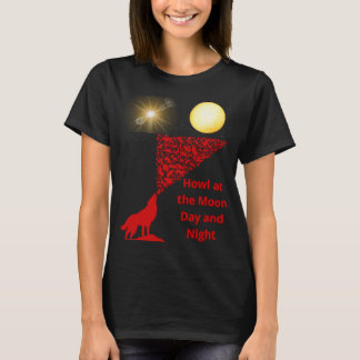 Wolf huilt bij maanschets t-shirt