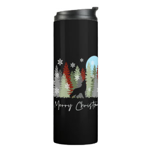 Wolf huilt in het bos vrolijke kerstbomen thermosbeker