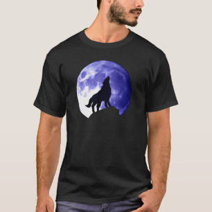 Wolf huilt naar de maan t-shirt