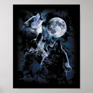 Wolf huilt naar de maan Wildlife Wolves houdt van Poster
