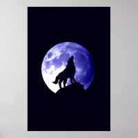 Wolf huilt naar maan Poster Print - Wolf Posters