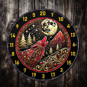 Wolf huilt onder het licht van de gouden maan dartbord