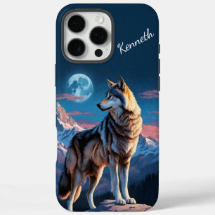 Wolf huilt onder maanlicht iPhone 16 pro max hoesje