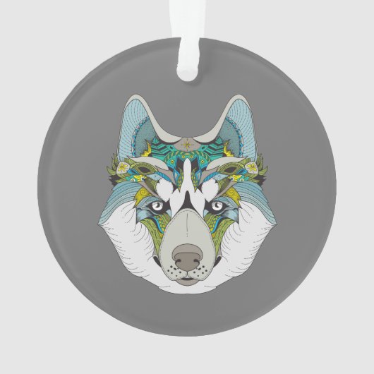 Wolf husky embelli vert bleu (dos)