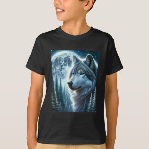 Wolf Icy Moon Galaxy Jacht op Grijze Wolven Voor T-shirt