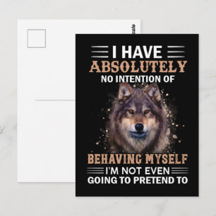 Wolf ik heb helemaal geen intentie Sarcastic Briefkaart