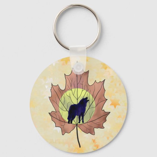 Wolf im Ahornblatt Sleutelhanger (Voorkant)