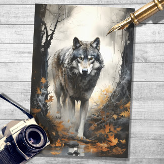 Wolf in bos 4 Decoupage papier