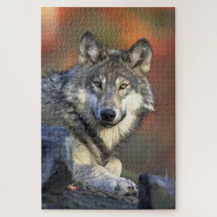 Wolf in de Bossen jagen Legpuzzel