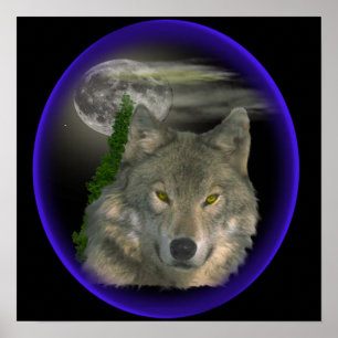 wolf in de nacht poster