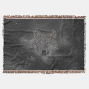 wolf in de nachtelijke hemel deken