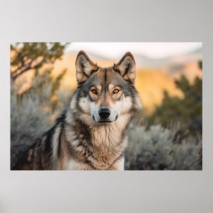 Wolf in de natuur poster