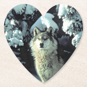 Wolf In De Sneeuw Kartonnen Onderzetters
