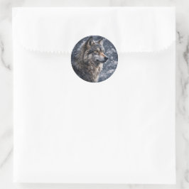 Wolf in de Sneeuw Mooie Yule Kerstmis Ronde Sticker
