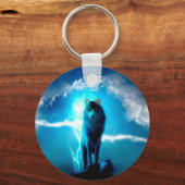 Wolf in de storm sleutelhanger (Voorkant)