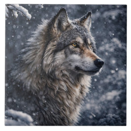 Wolf in de wildernis wintersneeuw tegeltje