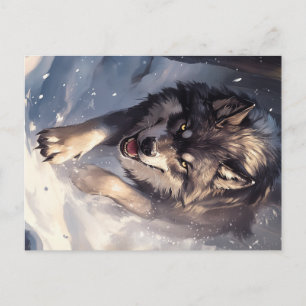Wolf in de winter briefkaart