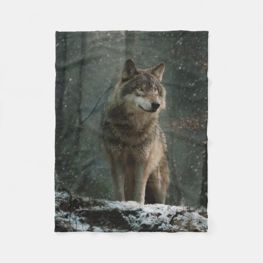 Wolf in de winter fleece deken (Voorkant)